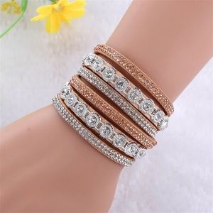Multi layer Rhinestone leather bracelet